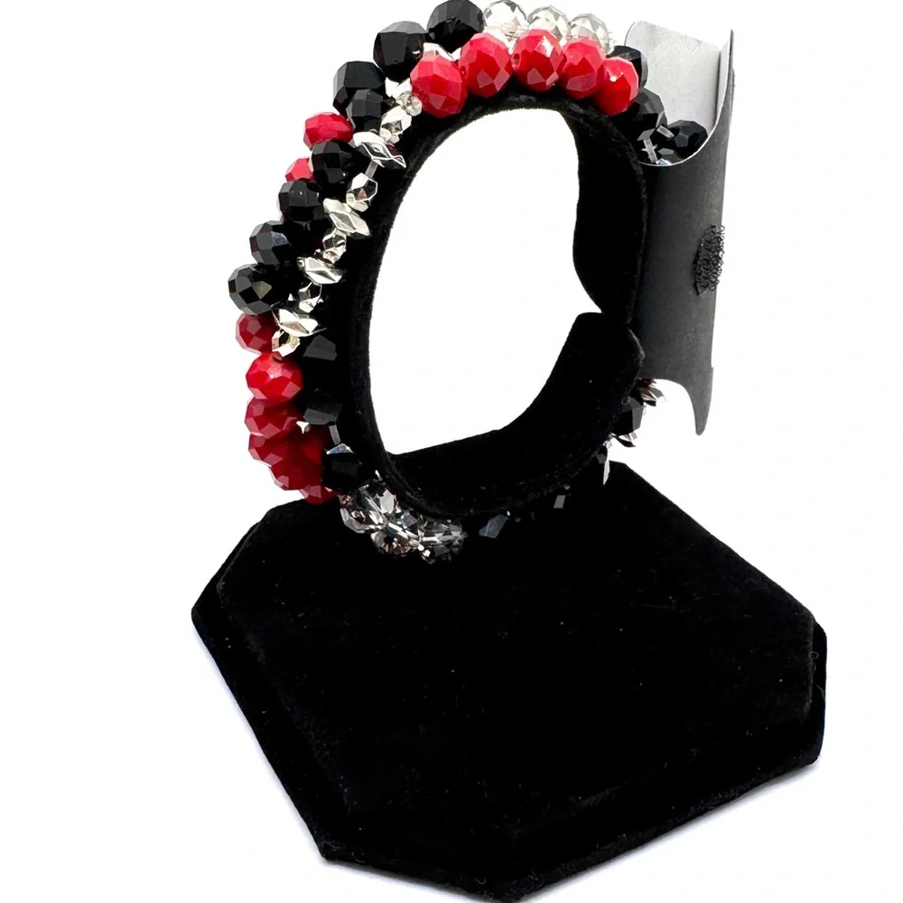 Gennaro Red & Black Faceted Bead Bracelet Set